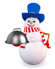 Cartoon Snowman with pan