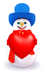 Cartoon Snowman with heart shape