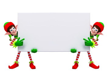 Cartoon Elves with sign