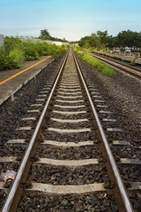 Fototapeta na wymiar rural railroad tracks and sight line