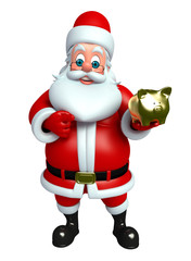 Cartoon Santa claus with piggy bank