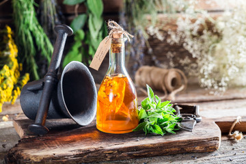 Therapeutic tincture in bottles as an alternative cure