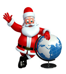 Cartoon Santa claus with globe