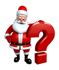 Cartoon Santa claus with question mark sign