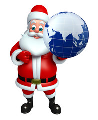 Cartoon Santa claus with globe