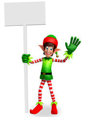 Cartoon Elves with sign