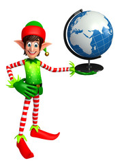 Cartoon Elves with globe