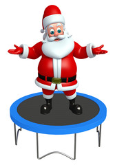 Santa claus with trampoline jumping bed