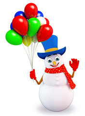 snowman with balloons