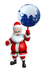 Cartoon Santa claus with globe