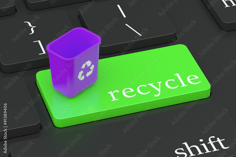 Poster recycle concept on keyboard button