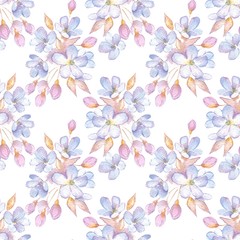 Delicate flowers. Seamless watercolor pattern. Floral background 2
