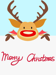 red nosed reindeer christmas card with handwritten words