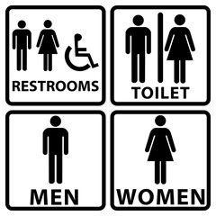 Toilet And Restrooms Sign Black