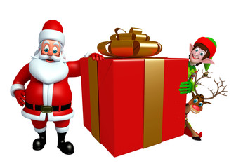 Cartoon Santa claus with gift box