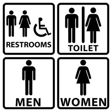 Toilet And Restrooms Sign Black