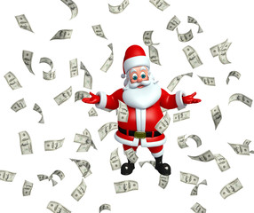 Santa Claus with money