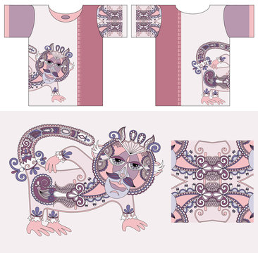 t-shirt design with unique decorative fantasy animal