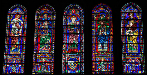 Stained Glass at Chartres Cathedral - obrazy, fototapety, plakaty