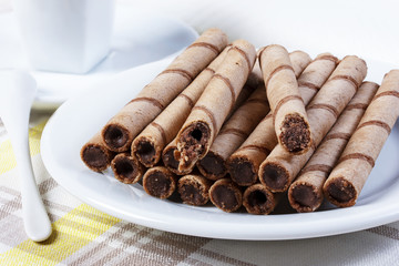 coffee, biscuits tubes