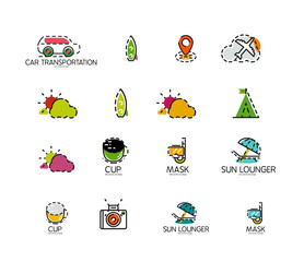Set of abstract travel logo icons. Business, app or internet web