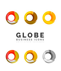 Set of globe sphere or circle logo business icons