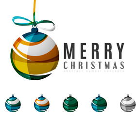 Set of abstract Christmas ball icons, business logo concepts