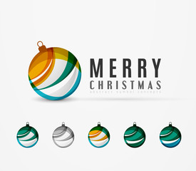 Set of abstract Christmas ball icons, business logo concepts