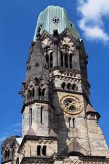 Fototapeta premium Damaged spire of the Kaiser Wilhelm Church