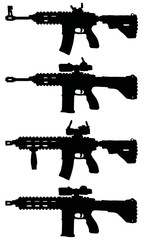 Modern automatic guns, hand drawn vector illustration