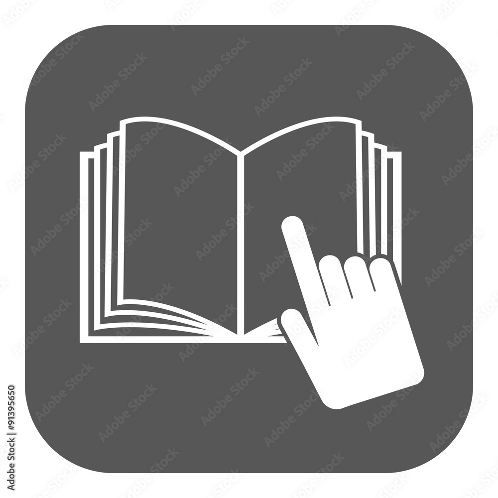 Aufkleber the open book icon. manual and tutorial, instruction symbol. flat
