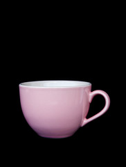 Pink cup of coffee isolated