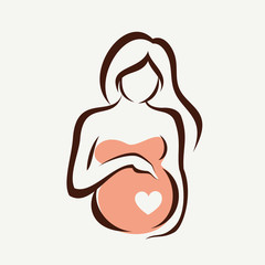 pregnant woman symbol, stylized vector sketch