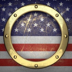 golden background painted to US flag
