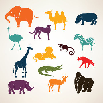 african animals stylized vector silhouettes