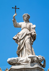Fototapeta na wymiar Statue of Santa Rosalia next to the cathedral of Palermo. Sicily