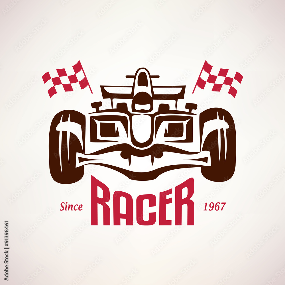 Wall mural formula racing car emblem, race bolide symbol