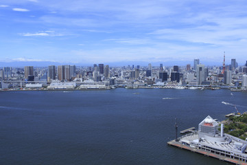 Naklejka premium 晴海埠頭上空／晴海埠頭公園より芝浦ふ頭を望む空撮