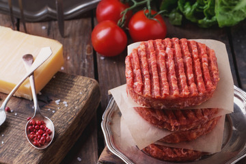 Home made burger cooking