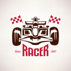 formula racing car emblem, race bolide symbol - 91398461