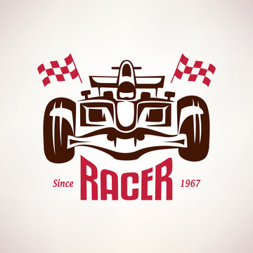 Formula Racing Car Emblem, Race Bolide Symbol