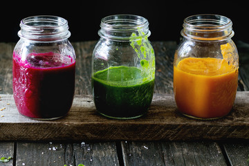 Assortment of vegetable smoothies