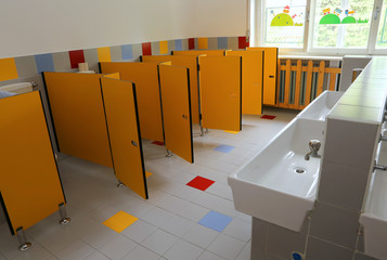 small bath of a kindergarten without kids
