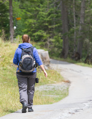 Hiker, young woman with backpack