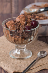 Chocolate ice cream  with syrup
