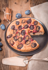 Plum cake with cinnamon