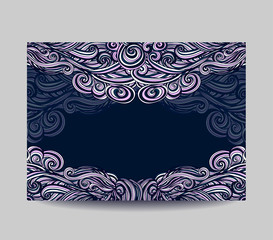 Template  label with abstract wave  in dark blue pink