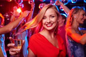 Girl with flute of champagne