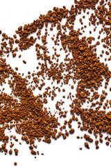 Instant Coffee Granules Isolated White Background Top View