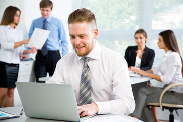 Businessman with colleagues